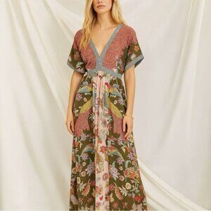BODEN x ICONS *Rare* Camrose Silk Peacock Floral Maxi Dress WW082
